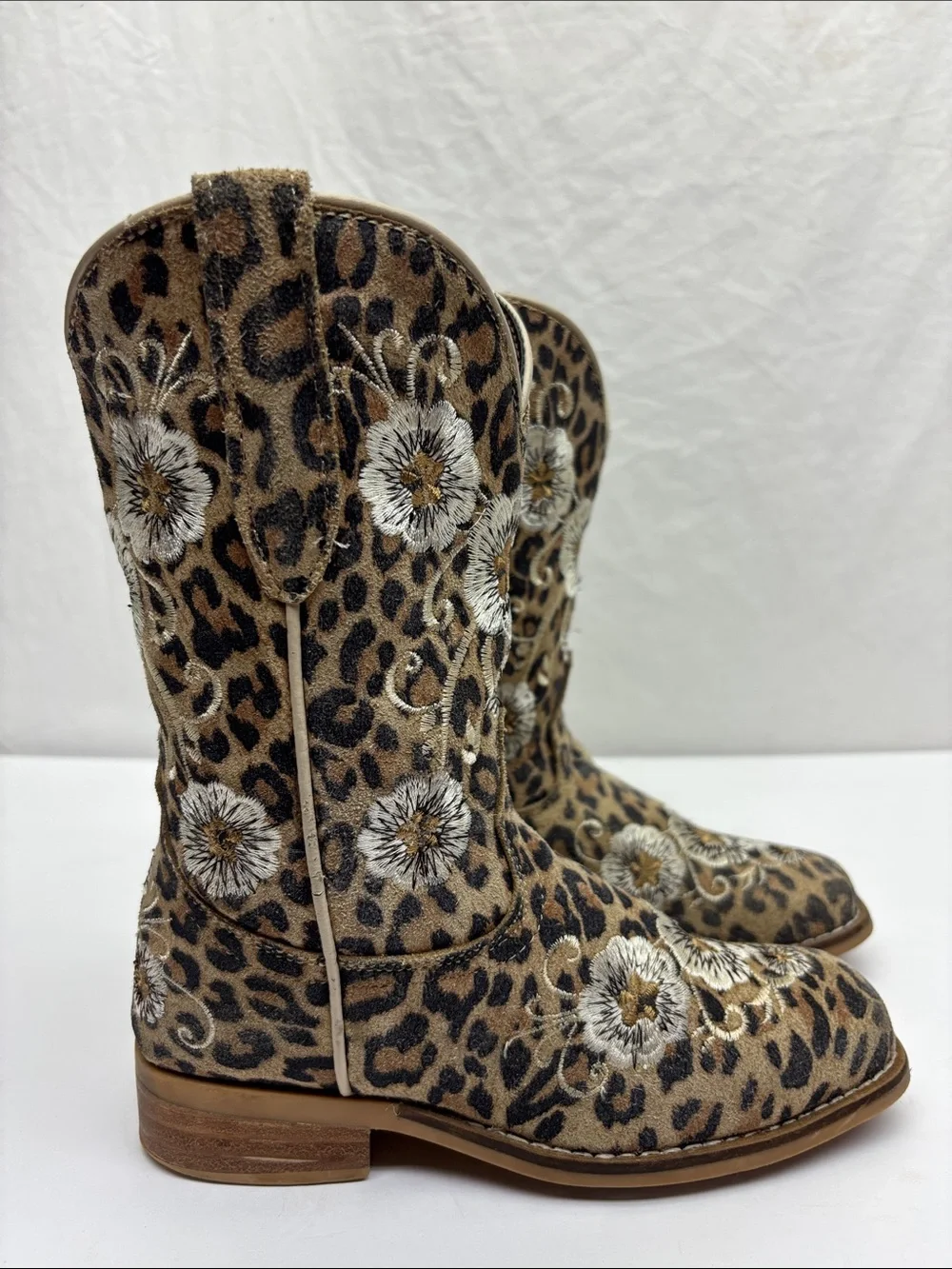 Dingo print animal and floral western boots for little girls SZ 2